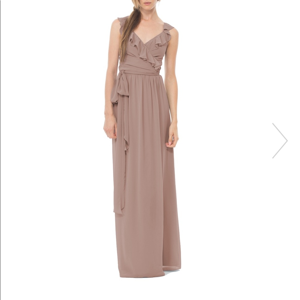 Taupe Bisque Mauve bridesmaids wrap dress